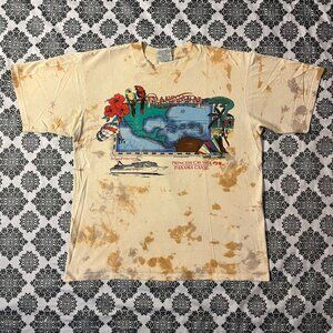 Vintage 90s Transcanal Princess Cruises Panama Canal Cream Tie Dye Graphic Tee